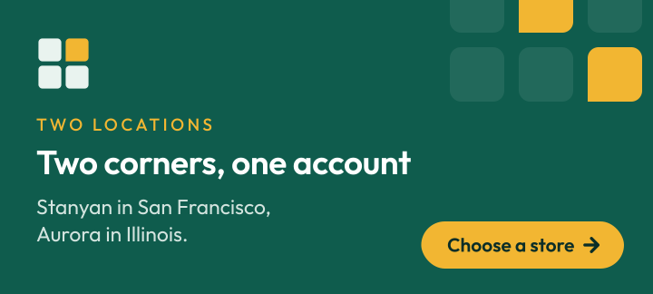 Two locations, one Cornershop account: Stanyan (San Francisco) and Aurora (Illinois).